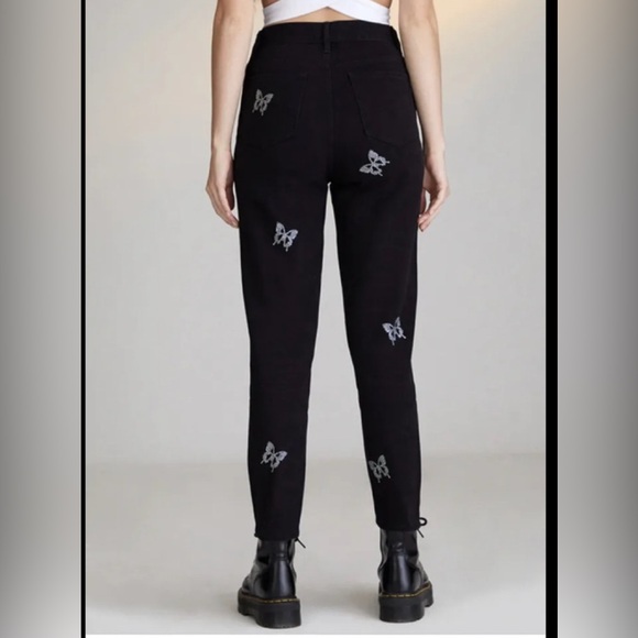 Pacsun High Rise Slim Fit Butterfly Black Jeans Size 26 - Picture 2 of 11